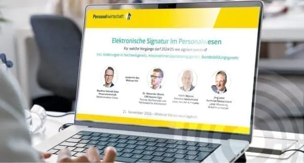 Webinar Personalwirtschaft: Elektronische Signatur im Personalwesen – Welche Vorgänge können 2024/25 wie signiert werden? 